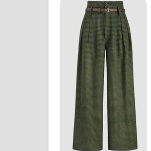 Cider | HIGH RISE HOUNDSTOOTH BELTED TROUSER